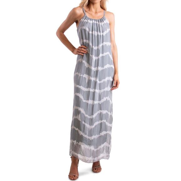 Tempo Paris Dresses & Skirts - Tempo Paris Tye Dye Silk Blend Maxi Dress Womens M Gray Made in Italy Lined
